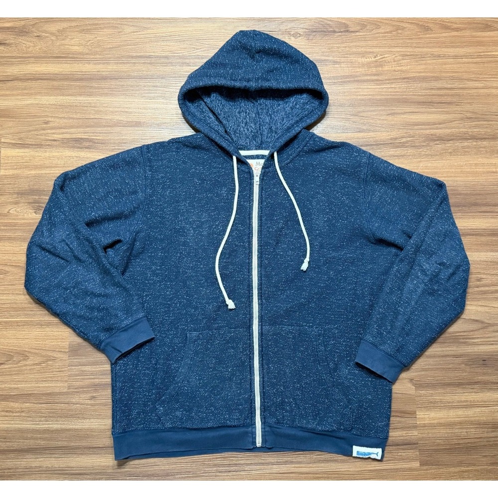 Mollusk California Mens Blue Marl Full Zip Hoodie Sweatshirt Surf Whale Sz L